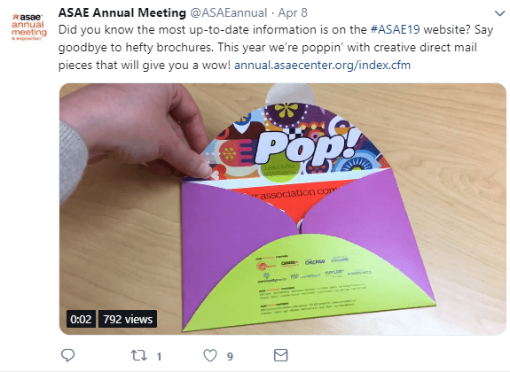 Here's a great example of direct mail from ASAE for the 2019 ASAE Annual Meeting