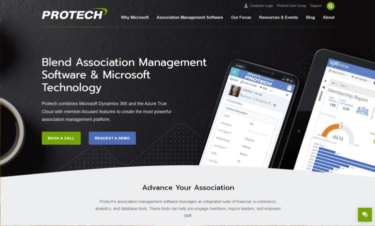 Screenshot of Protech’s AMS website homepage.