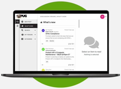 A screenshot of the Protech User’s Group (PUG).